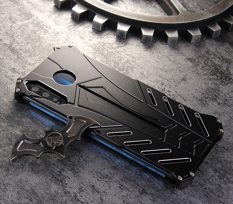 R-Just Batman Shockproof Aluminum Shell Metal Case with Custom Batarang Stent for vivo iQOO