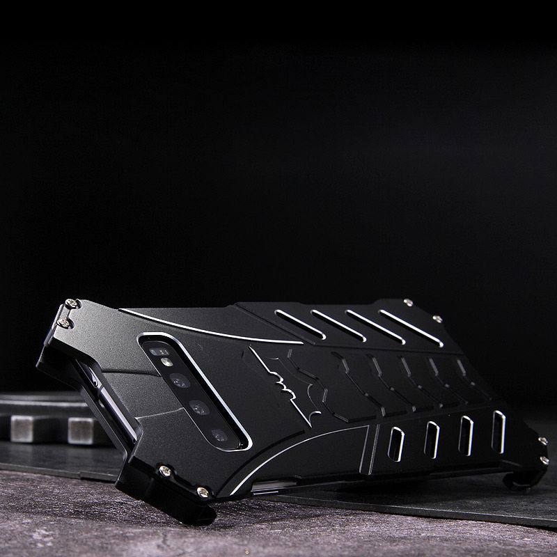 R-Just Batman Shockproof Aluminum Shell Metal Case with Custom Batarang Stent for Samsung Galaxy S10+ & Galaxy S10 & Galaxy S10e