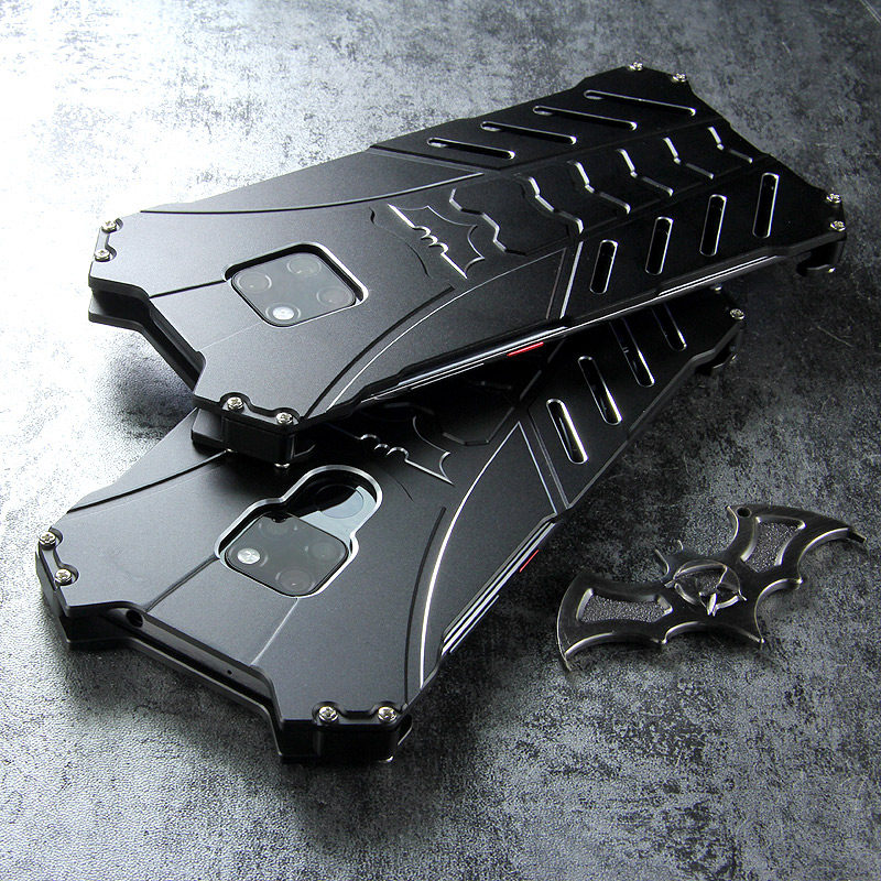 R-Just Batman Shockproof Aluminum Shell Metal Case with Custom Batarang Stent for Huawei Mate 20 Pro & Huawei Mate 20 & Huawei Mate 20 X