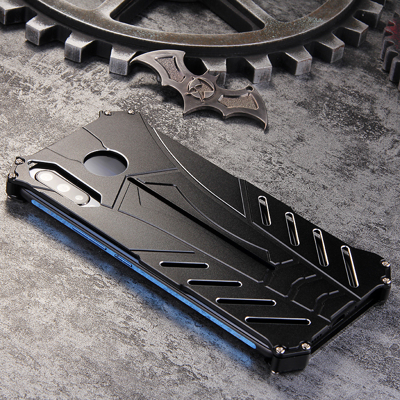 R-Just Batman Shockproof Aluminum Shell Metal Case with Custom Batarang Stent for vivo iQOO