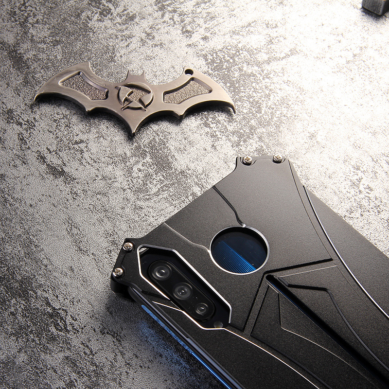 R-Just Batman Shockproof Aluminum Shell Metal Case with Custom Batarang Stent for vivo iQOO