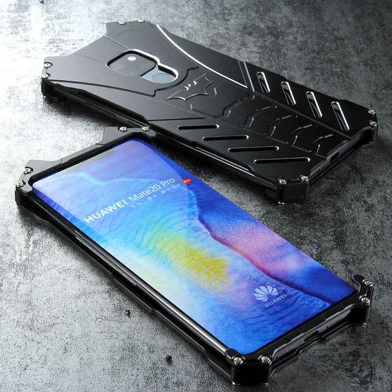 R-Just Batman Shockproof Aluminum Shell Metal Case with Custom Batarang Stent for Huawei Mate 20 Pro & Huawei Mate 20 & Huawei Mate 20 X