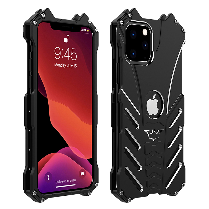 R-Just Batman Shockproof Aluminum Shell Metal Case with Custom Batarang Stent for Apple iPhone 11 Pro Max & iPhone 11 Pro & iPhone 11