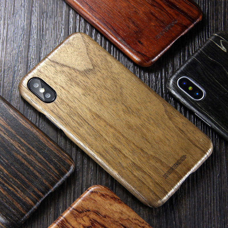 SHOWKOO Kevlar Natural Wood Ultra Slim Case Cover for Apple iPhone X