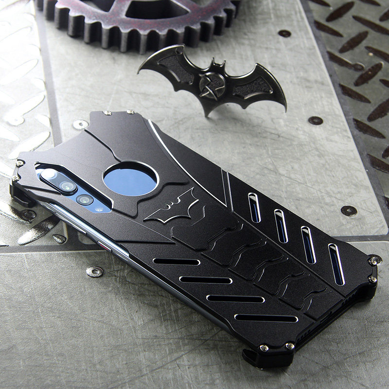 R-Just Batman Shockproof Aluminum Shell Metal Case with Custom Batarang Stent for Huawei P20 & Huawei P20 Pro & Huawei P20 Lite & Huawei nova 3e