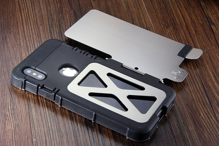 Armor King Iron Man Luxury Shockproof Stainless Steel Aluminum Metal Flip Case Cover for Apple iPhone X