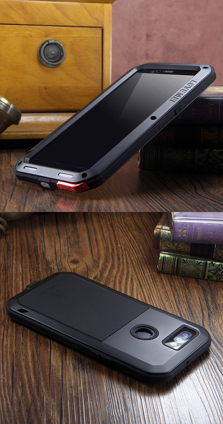 LOVE MEI Powerful Water Resistant Shockproof Dust/Dirt/Snow Proof Aluminum Metal Outdoor Gorilla Glass Heavy Duty Case Cover for OPPO R11s