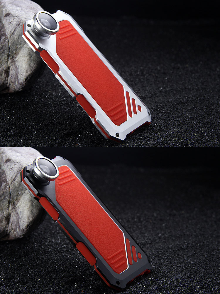 R-Just 3 in 1 Fisheye+Macro+Wide Angle Camera Lens IP54 Waterproof Dustproof Shockproof Silicone Aluminum Metal Heavy Duty Case Cover for Apple iPhone 6S Plus/6 Plus & iPhone 6S/6 & iPhone SE/5S/5