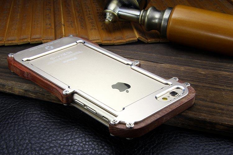 R-Just Light Slim Timber Aluminum Metal Wood Bumper Case Cover for Apple iPhone 6S Plus/6 Plus & iPhone 6S/6