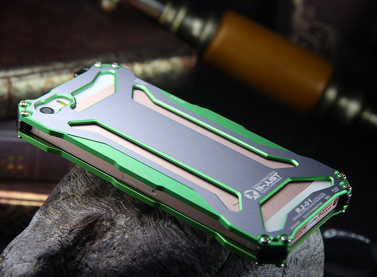 R-JUST GUNDAM Aerospace Aluminum Contrast Color Shockproof Metal Shell Outdoor Protection Protective Case for Apple iPhone SE/5S/5C/5