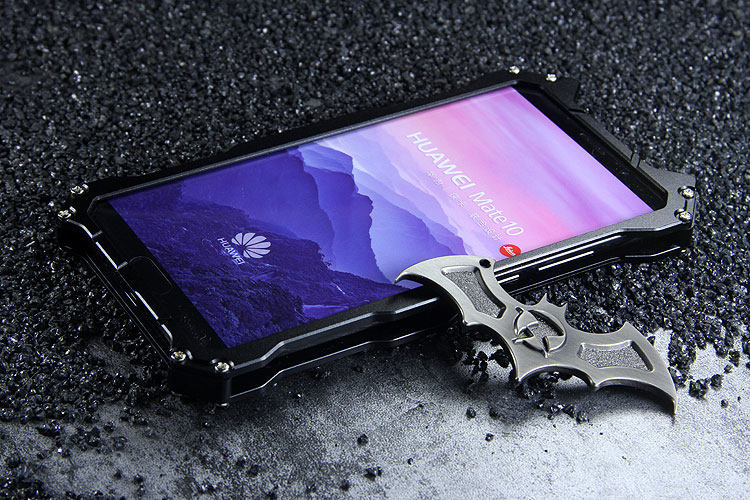 R-Just Batman Shockproof Aluminum Shell Metal Case with Custom Batarang Stent for Huawei Mate 10