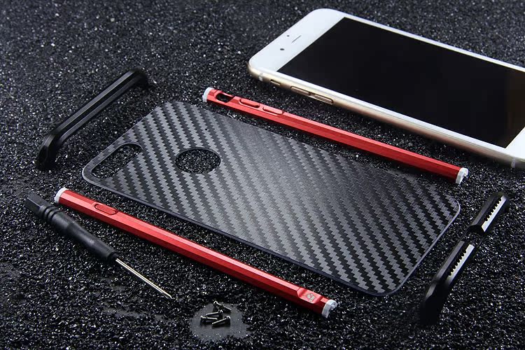 iy Rainbow Aluminum Metal Bumper Carbon Fiber Back Cover Case for Apple iPhone 7 Plus & iPhone 7