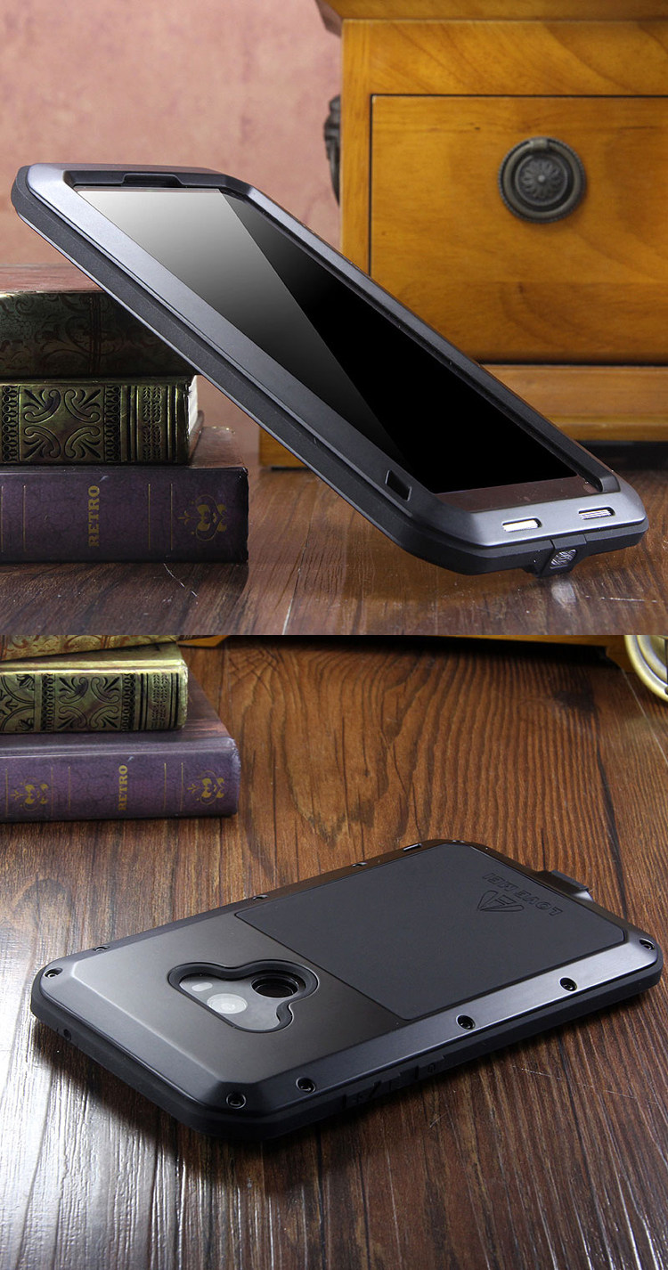 LOVE MEI Powerful Water Resistant Shockproof Dust/Dirt/Snow Proof Aluminum Metal Outdoor Gorilla Glass Heavy Duty Case Cover for Xiaomi Mi MIX 2