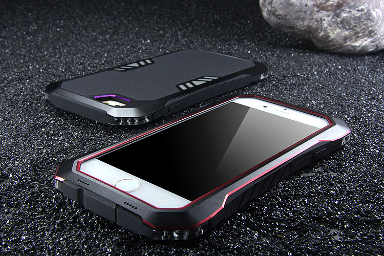 Luphie Armored Knight Bicolor Aluminum Metal Bumper + Shockproof Silicone Triple Protection Case Cover for Apple iPhone 6S Plus/6 Plus/6S/6