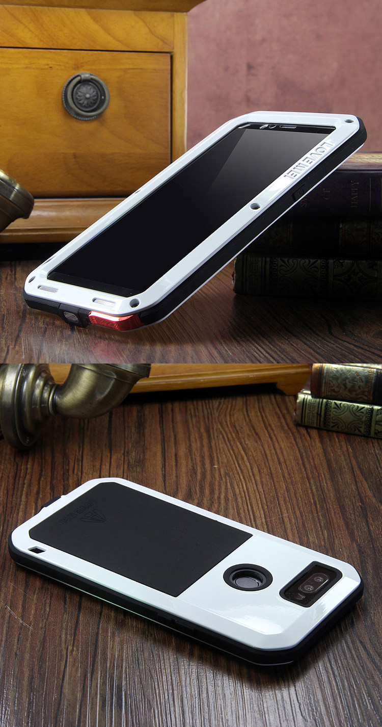 LOVE MEI Powerful Water Resistant Shockproof Dust/Dirt/Snow Proof Aluminum Metal Outdoor Gorilla Glass Heavy Duty Case Cover for OPPO R11s