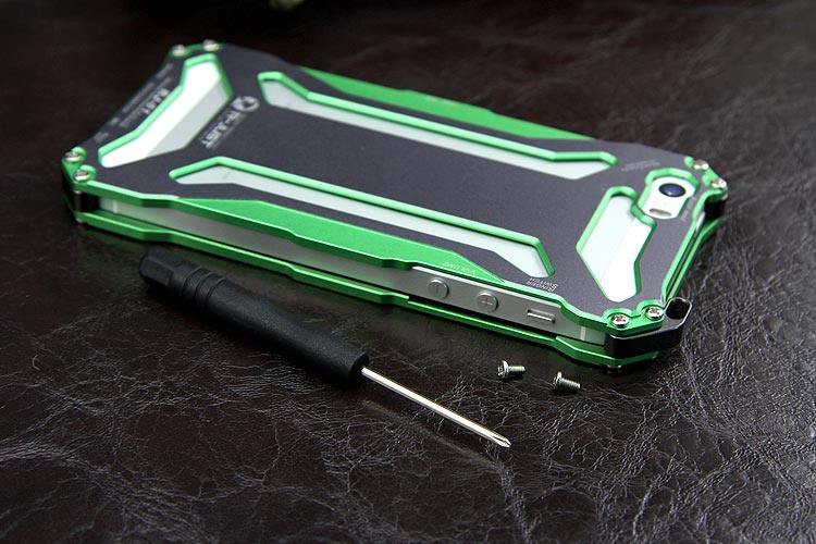 R-JUST GUNDAM Aerospace Aluminum Contrast Color Shockproof Metal Shell Outdoor Protection Protective Case for Apple iPhone SE/5S/5C/5