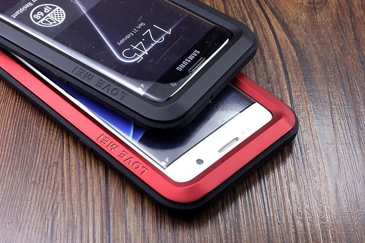 LOVE MEI Powerful Water Resistant Shockproof luminum Metal Gorilla Glass Heavy Duty Case Cover for Samsung Galaxy S7 Edge