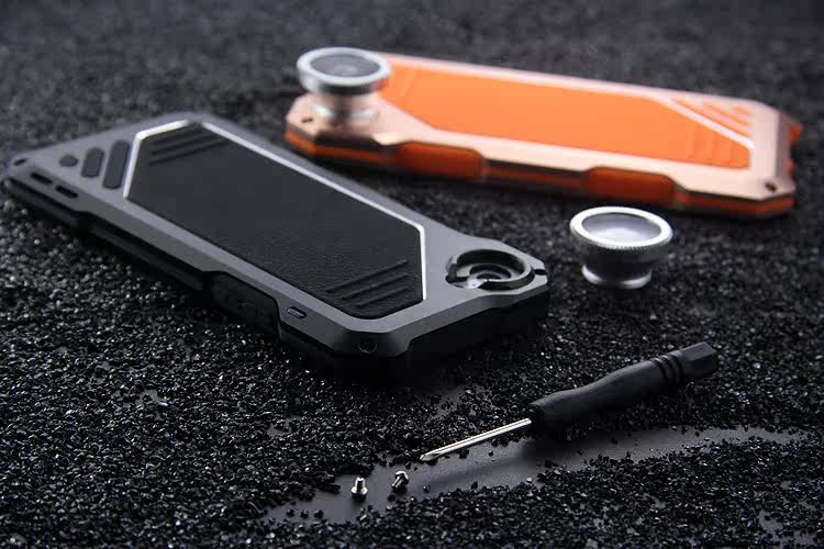 R-Just 3 in 1 Fisheye+Macro+Wide Angle Camera Lens IP54 Waterproof Dustproof Shockproof Silicone Aluminum Metal Heavy Duty Case Cover for Apple iPhone 6S Plus/6 Plus & iPhone 6S/6 & iPhone SE/5S/5