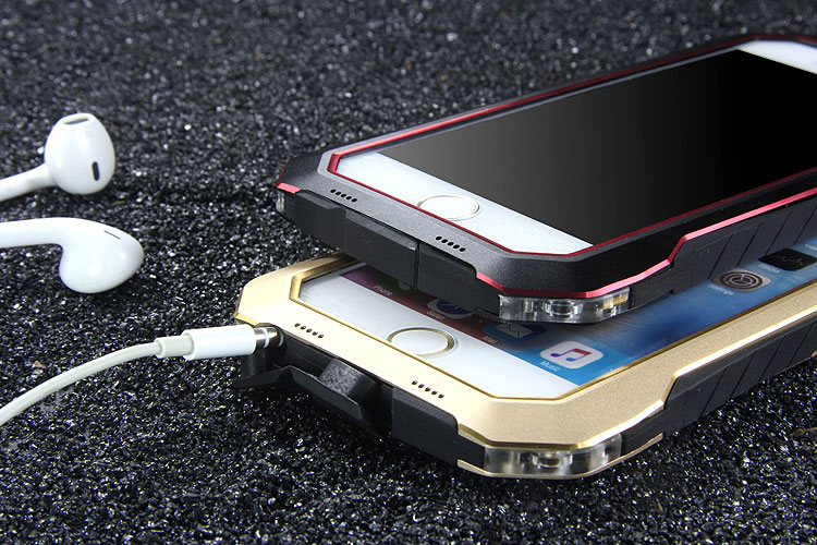 Luphie Armored Knight Bicolor Aluminum Metal Bumper + Shockproof Silicone Triple Protection Case Cover for Apple iPhone 6S Plus/6 Plus/6S/6