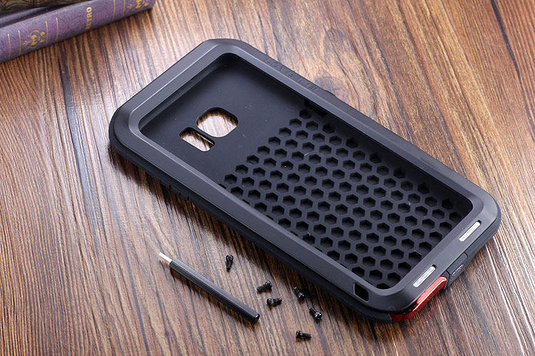 LOVE MEI Powerful Water Resistant Shockproof luminum Metal Gorilla Glass Heavy Duty Case Cover for Samsung Galaxy S7 Edge