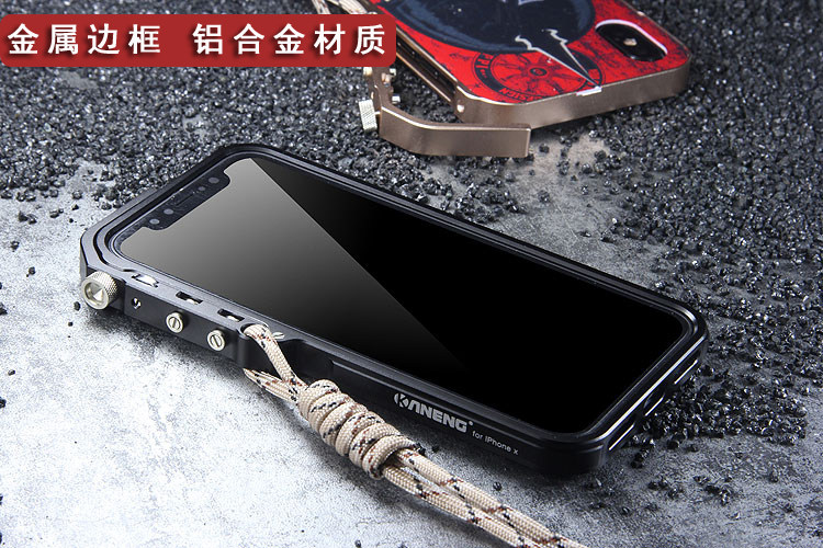 KANENG Mechanical Arm Trigger Aluminum Bumper Metal Frame 3D Cameo Back Cover Case for Apple iPhone X