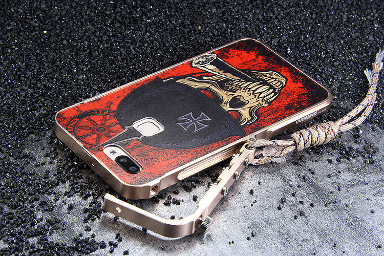 KANENG Mechanical Arm Trigger Aluminum Bumper Metal Frame 3D Cameo Back Cover Case for vivo X20
