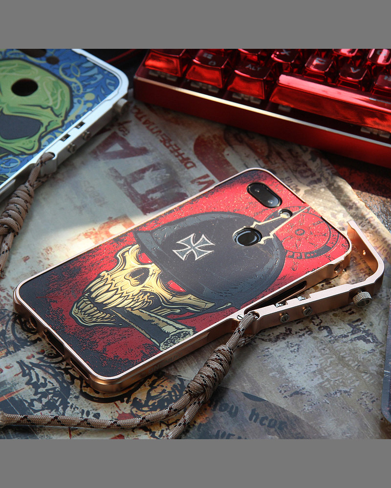 KANENG Mechanical Arm Trigger Aluminum Bumper Metal Frame 3D Cameo Back Cover Case for OPPO R15 & OPPO R15 Dream Mirror Edition