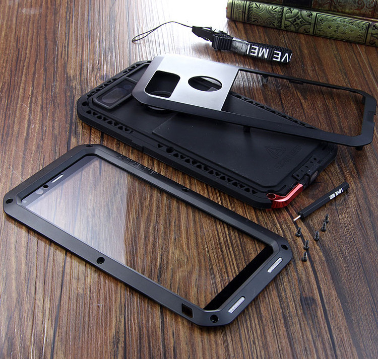 LOVE MEI Powerful Water Resistant Shockproof Dust/Dirt/Snow Proof Aluminum Metal Outdoor Gorilla Glass Heavy Duty Case Cover for OPPO R11s