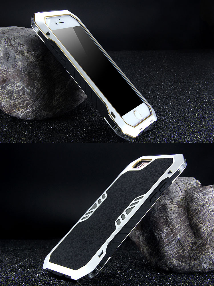 Luphie Armored Knight Bicolor Aluminum Metal Bumper + Shockproof Silicone Triple Protection Case Cover for Apple iPhone 6S Plus/6 Plus/6S/6