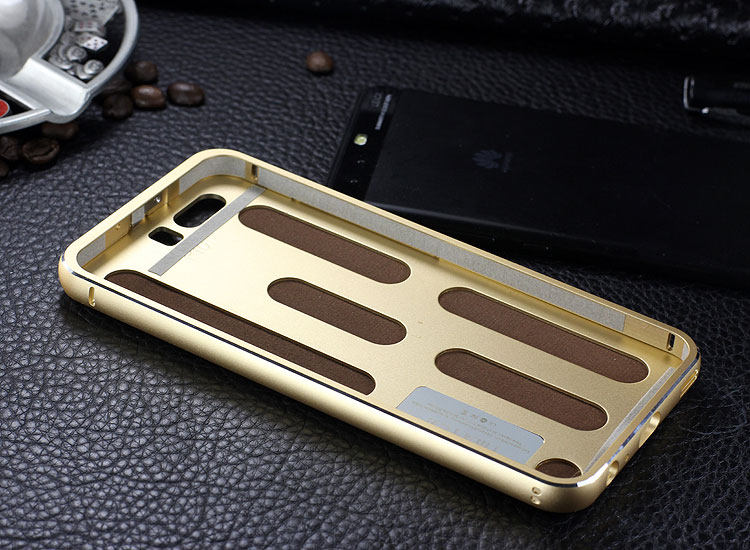 iMatch Luxury Aluminum Metal Bumper Premium Genuine Leather Back Cover Case for Huawei P10 Plus & Huawei P10