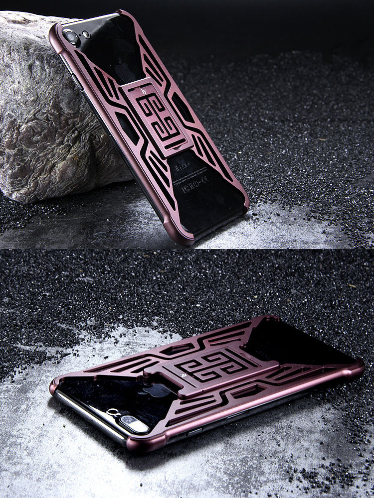 iy Metror Butterfly Aluminum Shell Shockproof Aerospace Metal Case Cover with Kickstand for Apple iPhone 7 Plus & iPhone 7