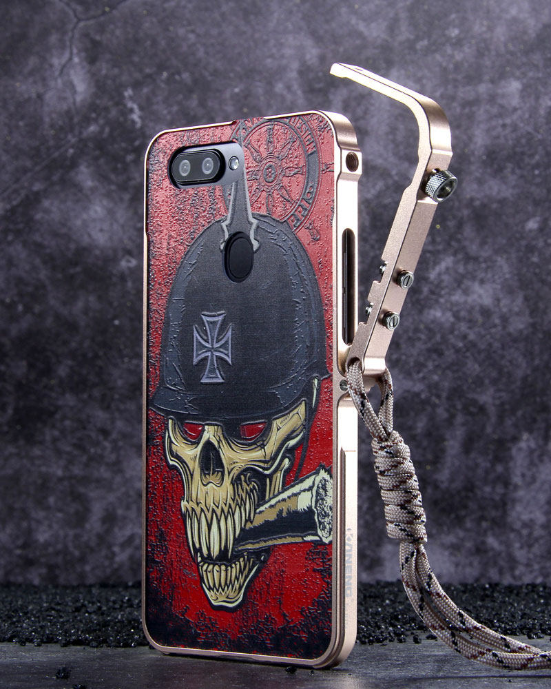 KANENG Mechanical Arm Trigger Aluminum Bumper Metal Frame 3D Cameo Back Cover Case for OPPO R11s & OPPO R11s Plus