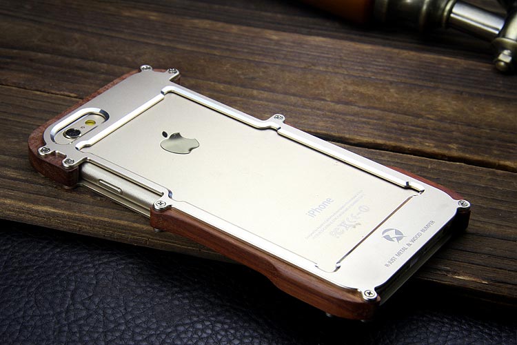 R-Just Light Slim Timber Aluminum Metal Wood Bumper Case Cover for Apple iPhone 6S Plus/6 Plus & iPhone 6S/6