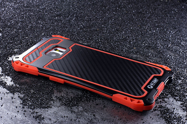 R-Just Amira Heavy Duty Dirtproof Shockproof Rainproof Aluminum Metal Bumper Carbon Fiber Back Cover Case for Samsung Galaxy S7 G9300/ S7 Edge G9350
