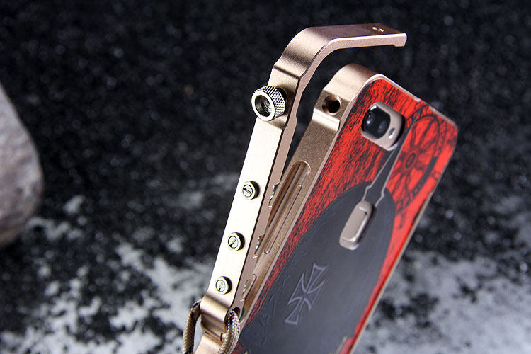 KANENG Mechanical Arm Trigger Aluminum Bumper Metal Frame 3D Cameo Back Cover Case for vivo X20