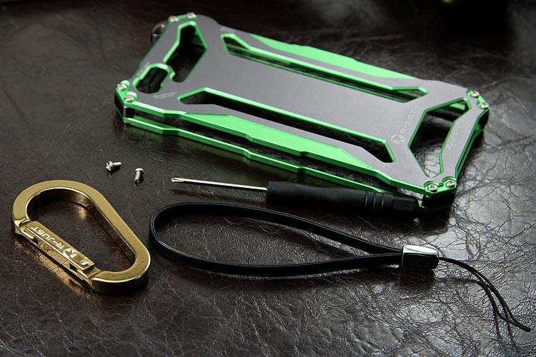 R-JUST GUNDAM Aerospace Aluminum Contrast Color Shockproof Metal Shell Outdoor Protection Protective Case for Apple iPhone SE/5S/5C/5