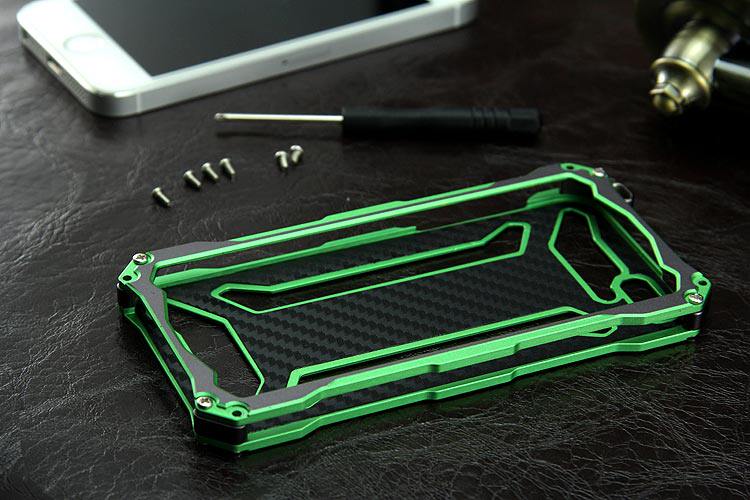 R-JUST GUNDAM Aerospace Aluminum Contrast Color Shockproof Metal Shell Outdoor Protection Protective Case for Apple iPhone SE/5S/5C/5