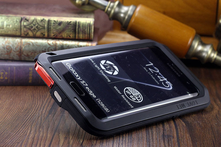 LOVE MEI Powerful Water Resistant Shockproof luminum Metal Gorilla Glass Heavy Duty Case Cover for Samsung Galaxy S7 Edge