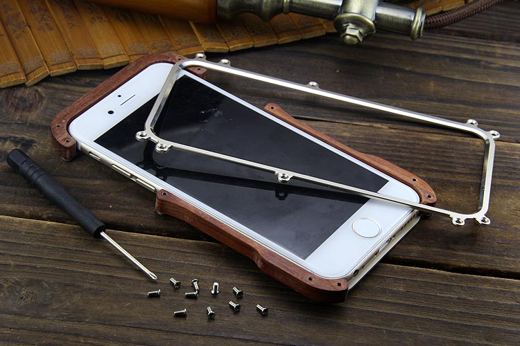 R-Just Light Slim Timber Aluminum Metal Wood Bumper Case Cover for Apple iPhone 6S Plus/6 Plus & iPhone 6S/6