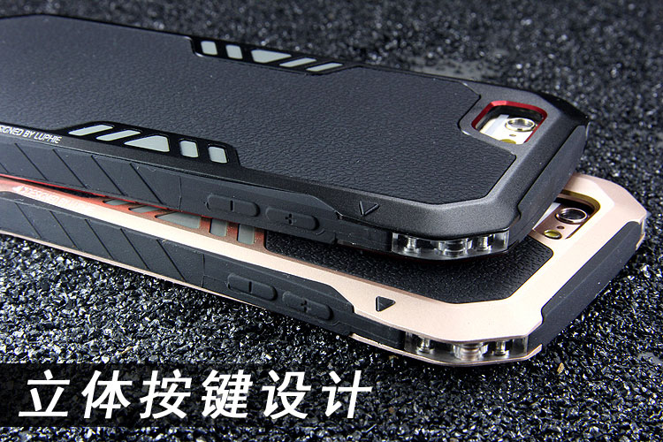 Luphie Armored Knight Bicolor Aluminum Metal Bumper + Shockproof Silicone Triple Protection Case Cover for Apple iPhone 6S Plus/6 Plus/6S/6