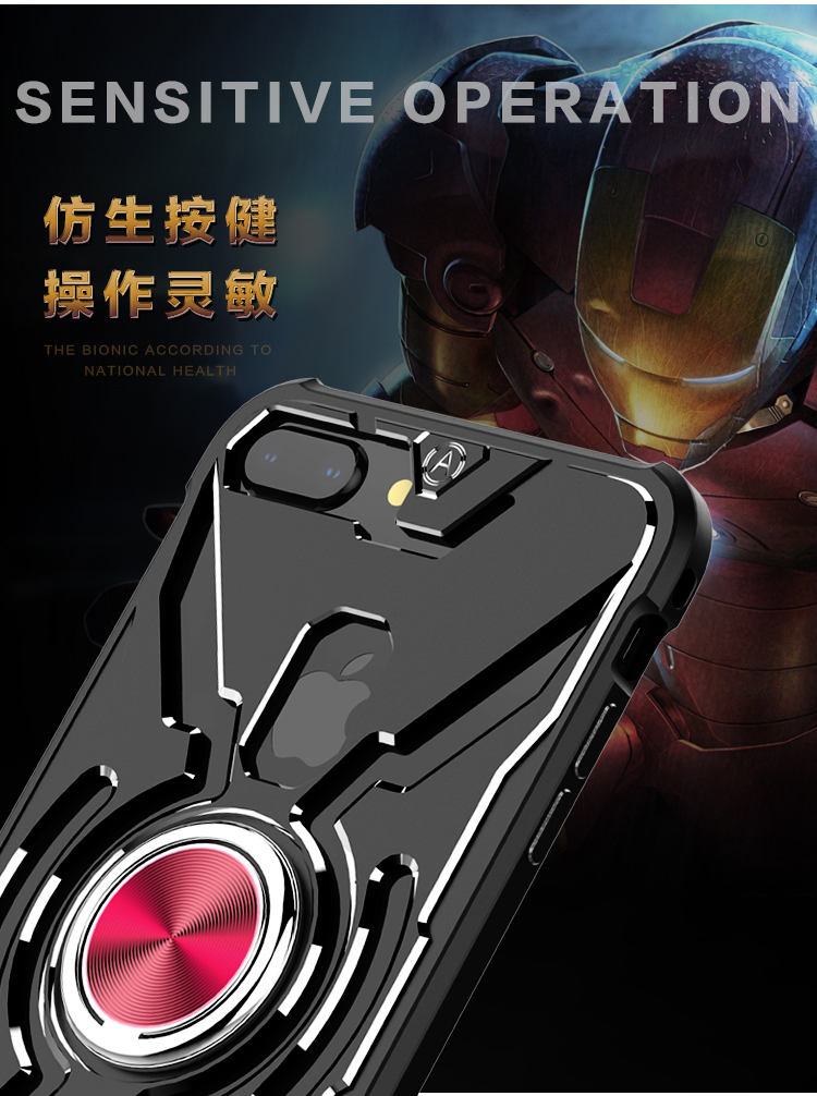 WK Iron Man Military Grade Shockproof Screw-less Metal Case w/ Ring Holder for Apple iPhone 8 Plus/7 Plus/6S Plus/6 Plus & iPhone 8/7/6S/6