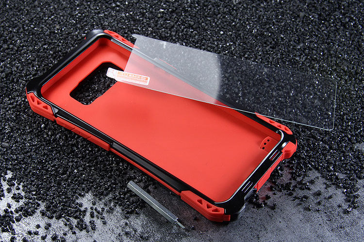 R-Just Amira Heavy Duty Dirtproof Shockproof Rainproof Aluminum Metal Bumper Carbon Fiber Back Cover Case for Samsung Galaxy Note 8