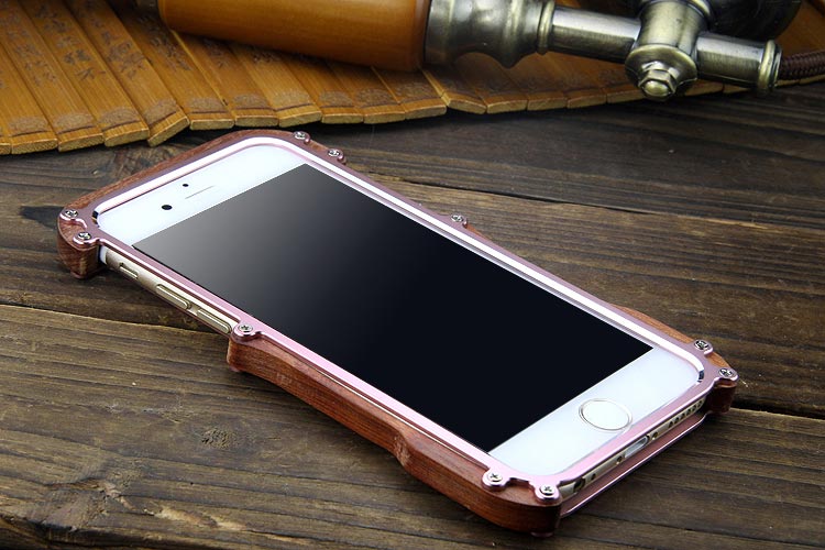 R-Just Light Slim Timber Aluminum Metal Wood Bumper Case Cover for Apple iPhone 6S Plus/6 Plus & iPhone 6S/6