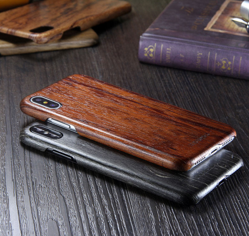 SHOWKOO Kevlar Natural Wood Ultra Slim Case Cover for Apple iPhone X