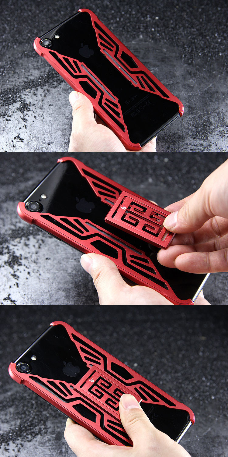 iy Metror Butterfly Aluminum Shell Shockproof Aerospace Metal Case Cover with Kickstand for Apple iPhone 7 Plus & iPhone 7
