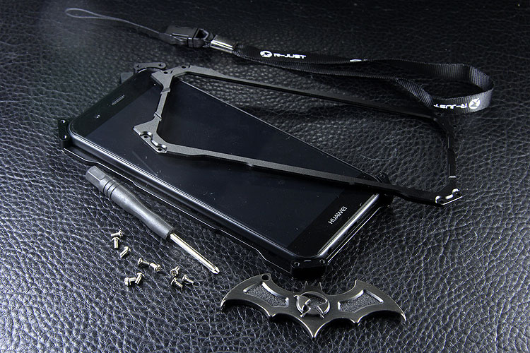 R-Just Batman Shockproof Aluminum Shell Metal Case with Custom Batarang Stent for Huawei nova 2 & Huawei nova 2 Plus