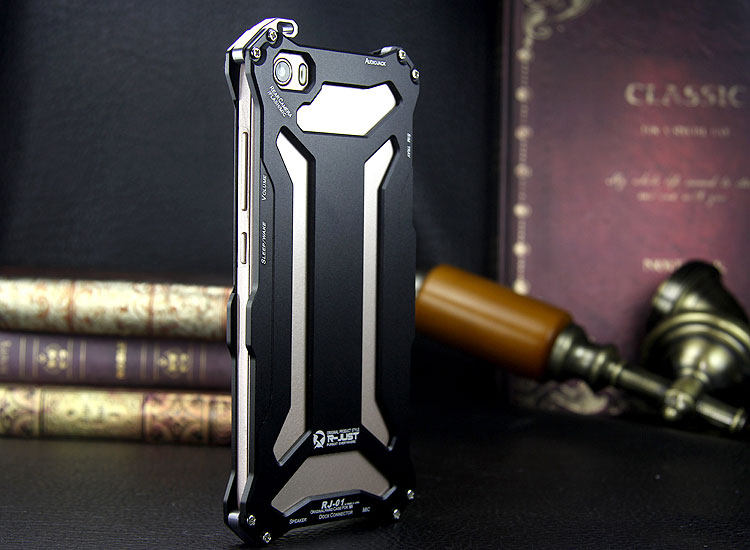 R-JUST GUNDAMAerospace Aluminum Contrast Color Shockproof Metal Shell Outdoor Protection Case for Xiaomi Mi 5