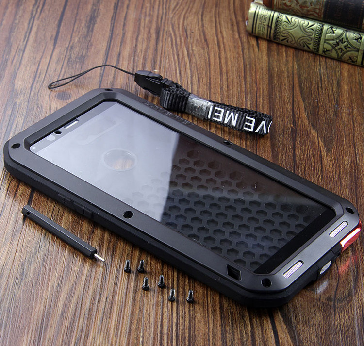 LOVE MEI Powerful Water Resistant Shockproof Dust/Dirt/Snow Proof Aluminum Metal Outdoor Gorilla Glass Heavy Duty Case Cover for OPPO R11s