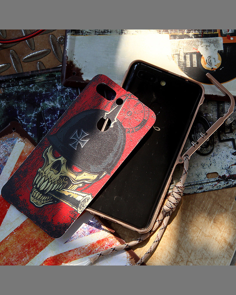 KANENG Mechanical Arm Trigger Aluminum Bumper Metal Frame 3D Cameo Back Cover Case for OPPO R15 & OPPO R15 Dream Mirror Edition