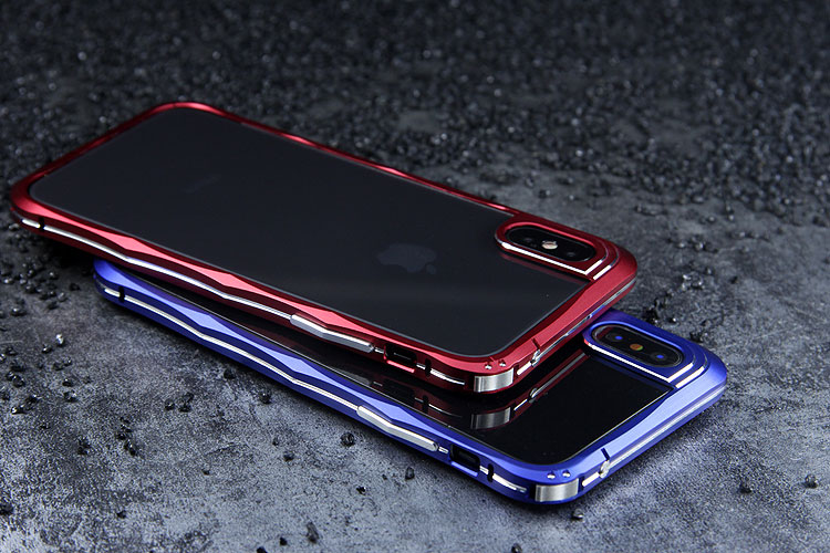 iMatch Slim Light Aluminum Metal Shockproof Bumper Case with Kickstand for Apple iPhone X